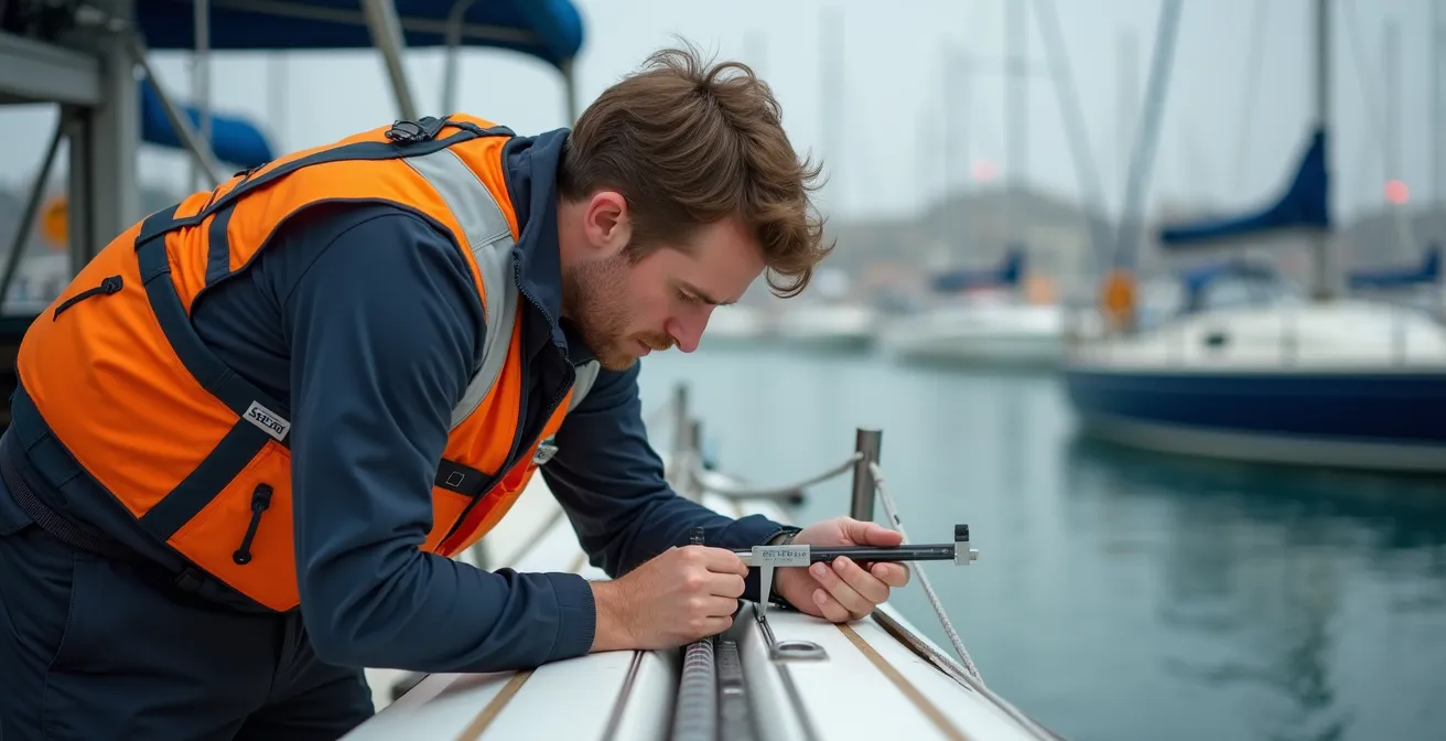 Processus de contrôle et pesée d'un voilier monotype avant une régate officielle